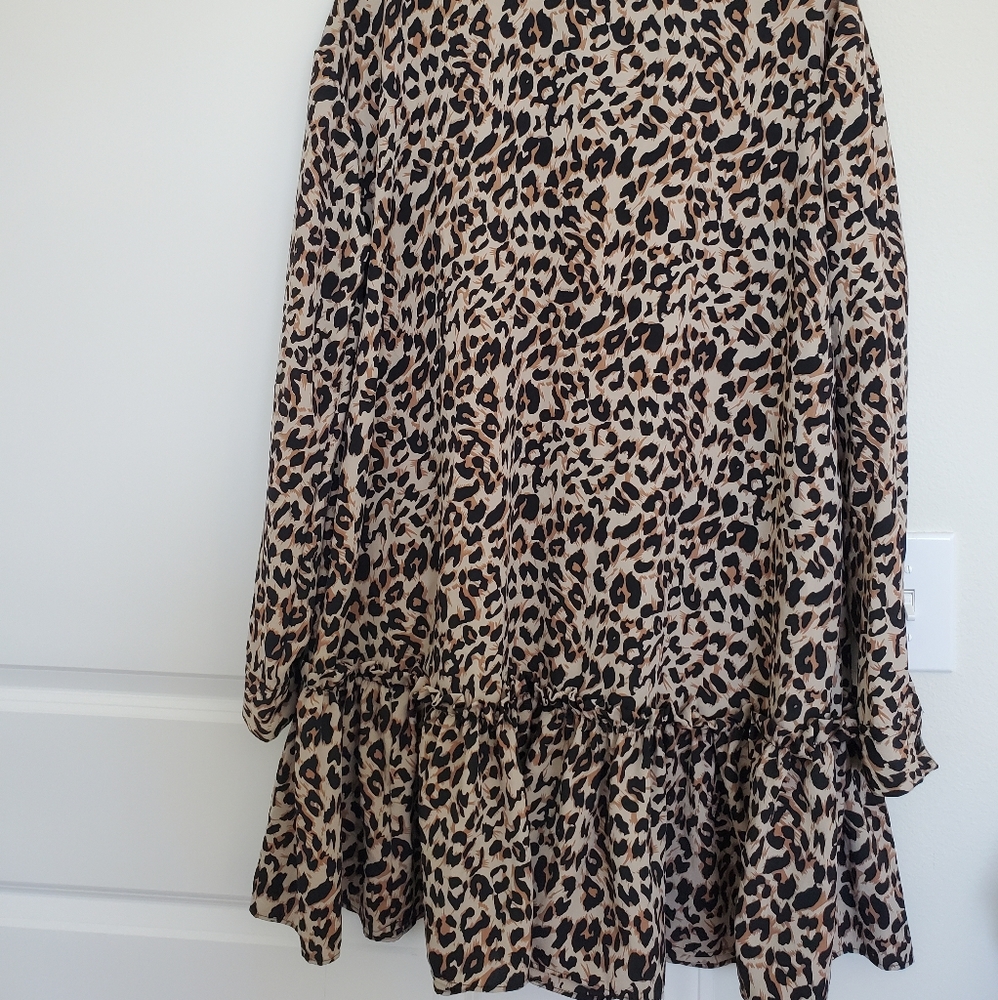 EUC ASOS Leopard Pattern Ruffle Dress - Picture 3 of 12